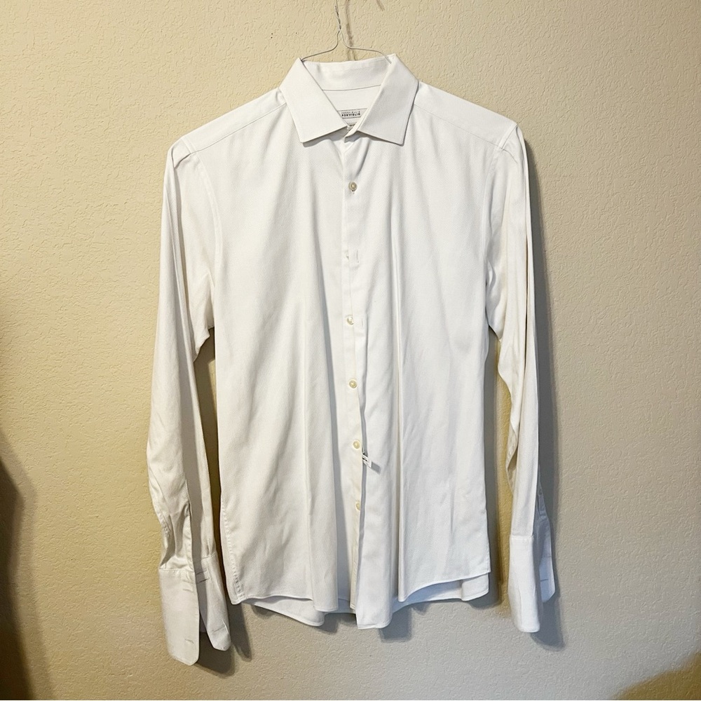 Perry Ellis White Slim Fit Button Down Dress Shirt